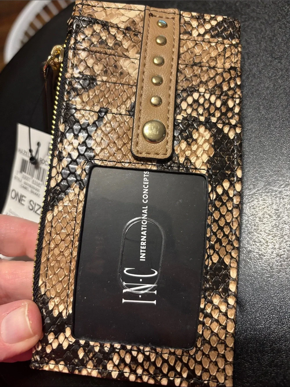 INC‎ International Concepts Tan and Black Snake-Print Wallet